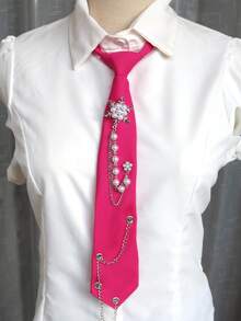 1pc Snowflake Chain Tie-Free Necktie, Casual Business Party Gift, Daily Preppy Street Style - Multicolor - View 3
