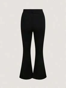 Pantalones acampanados unicolor - Negro - Ver 8