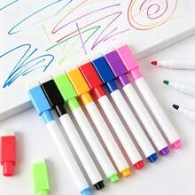 Ein Set mit 8 radierbaren Whiteboard-Stiften, Graffiti-Stiften und magnetischen Tafel-Whiteboard-Markern. Spezielle Lehrmittel für Lehrer, Zeichenstifte, Stifte auf Wasserbasis, geeignet zum Skizzieren im Freien, Skizzieren in Innenräumen und für den Unterricht im Büro. - Mehrfarbige Whiteboard-Marker - Übersicht 1