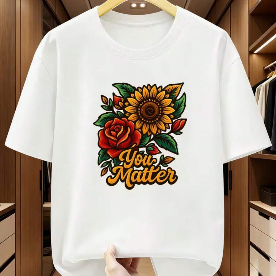 Printed T-Shirt For Men And Women - White - View 1