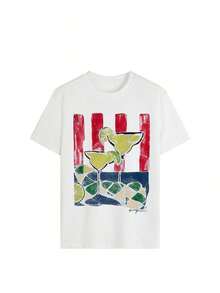 Camiseta Casual de Mujer con Diseño Gráfico de Cócteles y Limas Dibujado a Mano, Estilo Vintage, Oversize, Manga Corta, Cuello Redondo, Top de Moda Estética de Verano para Vacaciones y Ropa Urbana, Ligera, Transpirable y Cómoda para Uso Diario, Ideal para Vacaciones en la Playa, Fiestas en la Piscina, Festivales de Música, Fines de Semana Casuales, Regalo para Amantes del Verano y Entusiastas de la Cultura del Cóctel. L8OM - Blanco - Ver 2