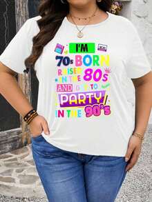 Camisetas Gráficas Divertidas e Informales para Mujer - Nací en los 70, crecí en los 80 y fiestee en los 90 - Camisetas Coloridas de Algodón, Ropa para Mujer, Camiseta Casual de Manga Corta, Tops de Mujer, Camisetas Holgadas, Ropa Diaria, Adecuadas para primavera, verano y otoño. - Blanco - Ver 2
