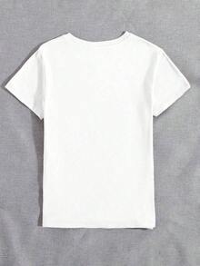 Women's Relaxed Fit, Regular Length Cotton T-Shirt With Round Neck And Leopard Heart Design. - 白色 - 查看 3