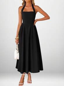 Elegant And Modern Sleeveless V-Neck Maxi Dress Spring 2026 - 黑色 - View 1