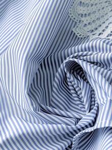 Camisa a rayas casual y versátil para uso diario de mujer - Azul - Ver 3
