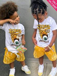 Boys' Cotton Round Neck T-Shirt, Casual And Comfortable Spring And Summer Short-Sleeved Printed Top - 白色 - 查看 1