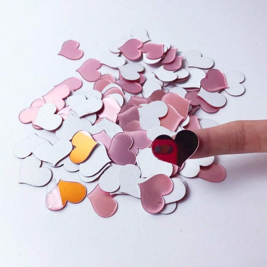 100 pièces Autocollants miroir acrylique en forme de cœur, autocollants décoratifs d'amour pour la maison, autocollants muraux à combinaison libre pour le DIY, autocollants décoratifs miroir auto-adhésifs, convenant pour la décoration de la salle de bain et de la chambre à coucher - Multicolore - Voir 1