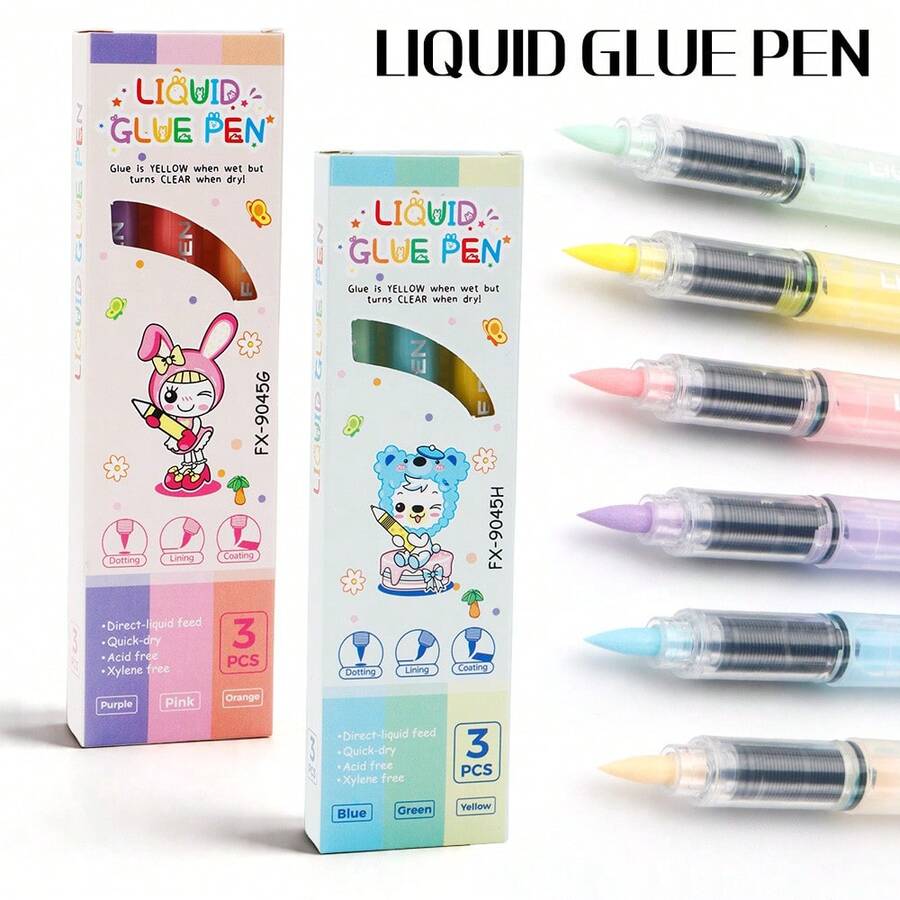Pulpen Lem Cair Ujung Lembut Langsung, Lem Cepat Kering untuk Scrapbook Buatan Tangan, Lem Titik Berwarna Kreatif untuk Pelajar, Pengeluaran Cairan Presisi Langsung, Buka Tutup dan Oleskan Tanpa Menekan, Aliran Halus dan Stabil Tanpa Tembus Kertas, Ujung Lembut Halus, Mudah Beralih Antar Garis Halus, Memenuhi Beragam Kebutuhan Perekat, Solusi Sekali Usap untuk Seni dan Kerajinan - MultiWarna - View 1
