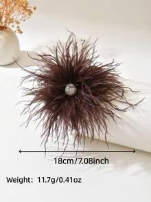 1 chiếc ghim cài áo hình lông vũ pha lê giả phong cách Bohemian cổ điển, ghim cài/kẹp tóc hình lông vũ độc đáo, cá tính, thanh lịch, đa năng, phù hợp cho phụ nữ sử dụng hàng ngày, dự tiệc, liên hoan và mọi dịp. - Nâu sẫm - Xem 3