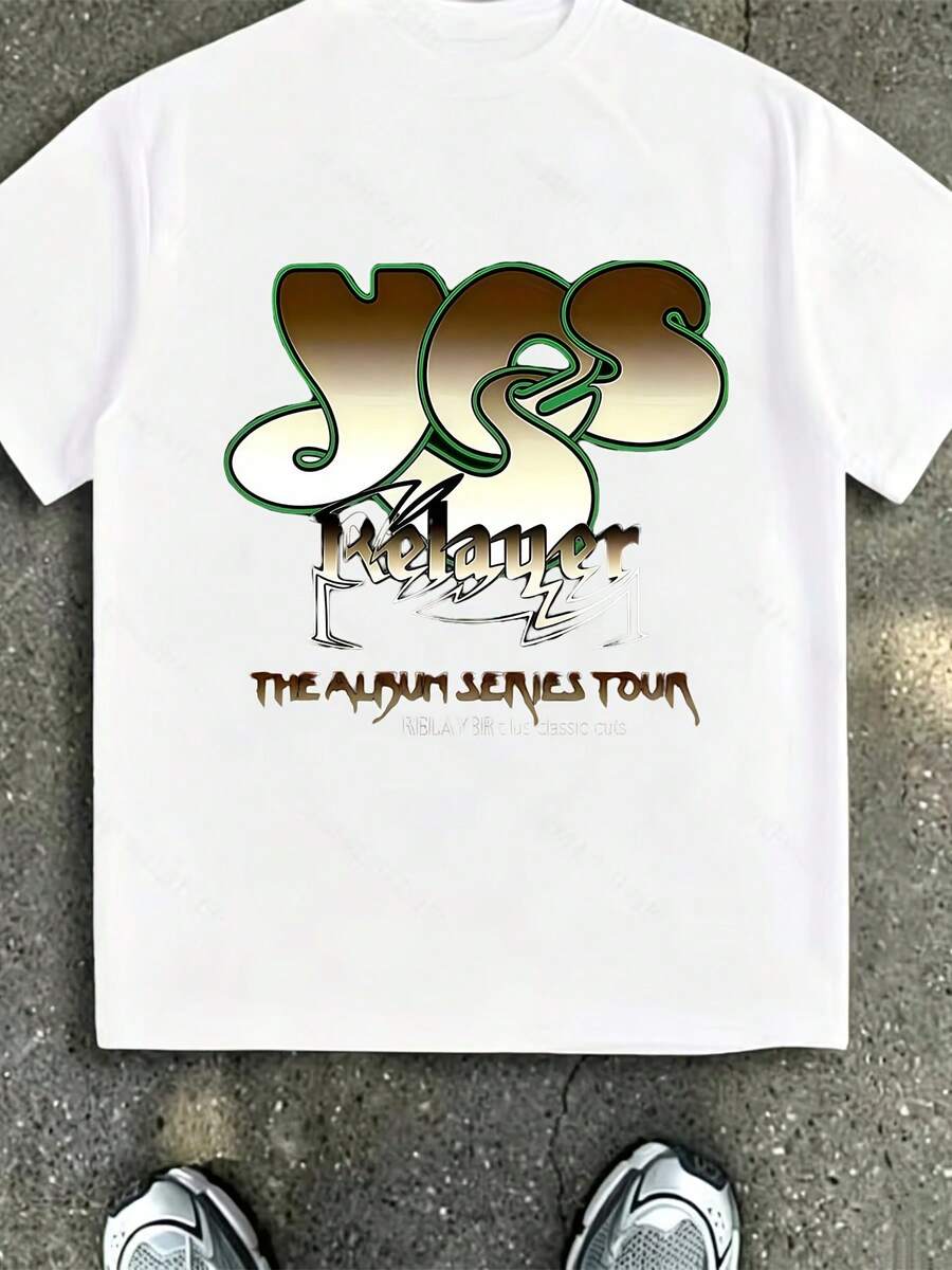 Título Mejorado: Camiseta para Hombre Yes Relayer Album Series Tour 180G - El regalo perfecto para amantes de la música y fans del rock, ideal para reuniones familiares, eventos de oficina, intercambios de regalos y salidas en grupo. - Blanco - Ver 1