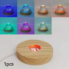 1pc LED Wooden Display Stand, 3D Crystal Glass Resin Art Display Rack, Aroma Diffuser Decor, Warm Light, White Light, Warm White Light, RGB Color Lighting Modes, Desktop & Room Decorative Art, Glowing Night Light, Creative Holiday Gift Ambient Lamp, USB Powered Desk Lamp - Multicolor - View 24