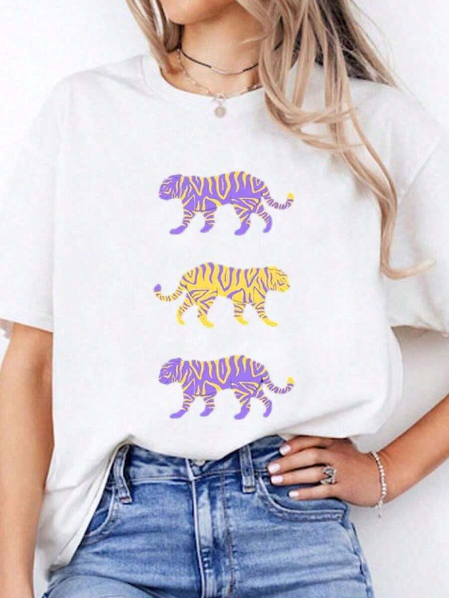Purple And Gold Tigers Jersey, Cute Louisiana Jersey, Mardi Gras Jersey, Tigers Game Day Jersey, American Football, Baton Rouge Jersey, Fan Jersey, Tailgate Jersey - White - View 1