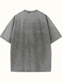 100% Cotton Washed T-Shirt 230G, Vintage Urban Style For Men And Women, Loose Fit, Soft, Breathable, With A Unique Design Of Wild Ducks Taking Off From The Water, Modern And Fashionable, Casual Short Sleeve Round Neck, Ideal For Travel And As A Gift. - 水洗棉灰 - 查看 2