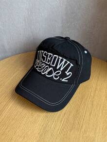 1 pieza Gorra de béisbol unisex en color negro con la letra de Teatur bordada, tamaño ajustable, a prueba de sol, transpirable, elegante y versátil, adecuada para uso diario y salir a la calle - Negro - Ver 17