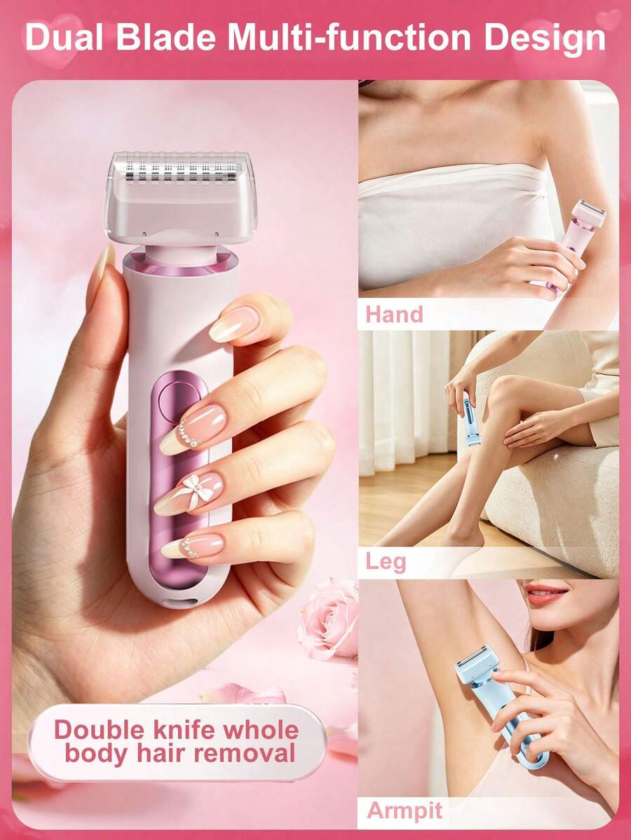SKYWORTH High-Capacity Battery Hair Remover, Suitable For Sensitive Areas And Facial Hair Removal, One-Button Start, Available In Pink And Blue, Perfect For Travel, The Bathroom, Or The Bedroom. It's The Best Choice For A Gift.