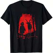 Camiseta gótica para mujer con dise?o de cabeza de cabra de Satanás, estilo fantasía oscura, ideal para Halloween, regalos de Navidad, disfraces góticos y otras ocasiones. - Negro - Ver 2