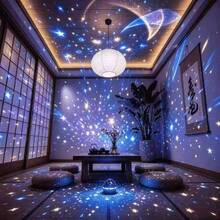月亮星空投影夜燈，旋轉彩色天空投影燈，USB供電臥室氛圍裝飾燈，適合兒童與成人房間裝飾 - 多色光 - 查看 9