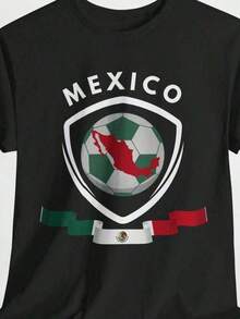 Mexico Soccer Tee, Unisex Heavy  T-Shirt, Football Shirt, Sports Apparel, World Cup Fan Gear, Casual Wear, Gift for Soccer Lovers,ropa de niño,playeras de niño,niños,niños ropa niñas,camisetas,ofertas - Negro - Ver 1