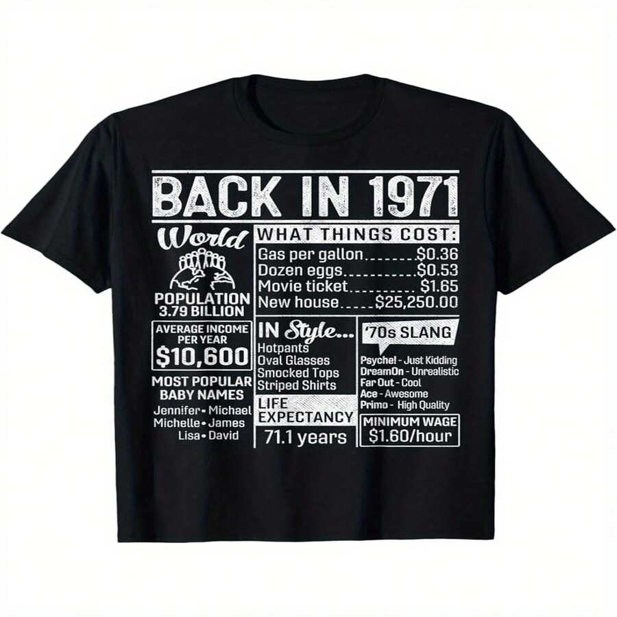 Camiseta de manga corta transpirable y holgada, exclusiva para el Día de la Independencia y el Día del Padre: camiseta retro geométrica de cuello redondo, ideal para el verano y para uso casual en todas las estaciones, lavable a máquina, de corte holgado, apta para actividades al aire libre. - Negro - Ver 1