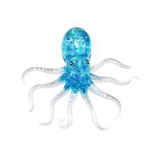 Kawaii Glitter Octopus Squishy Fidget Toy For Stress Relief & Desk Decor - Blue - View 8