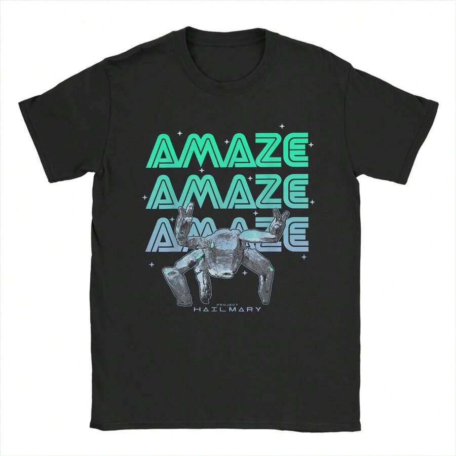 M1en's TShirt Project Hail Mary Amaze R1OCkys The Alien Cotton T1EE Shirt Short Sve T Shirts Round Collar Clothes Camiseta unisex de algodón grueso de 220 g, suave y transpirable con excelente elasticidad, agradable para la piel y cómoda para usar todo el día. Diseño clásico y casual fácil de combinar, ideal para salidas diarias, ropa urbana, deportes, citas y reuniones informales durante todo el año. - Negro - Ver 1