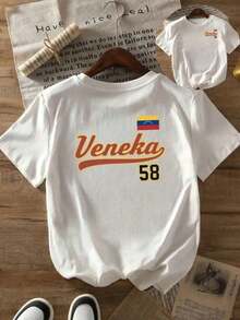 [Flag Shirt] Vibrant Cultural Design Flag Shirt For Women - Veneka, Front And Back Flag Print, Fun Halloween Graphic Shirts Y2k 100 Percent Cotton, White With Yellow, Everyday Casual And Formal Wear - Machine Washable National Pride Top, Durable Casual Wear Ideal For Gifting. Women's T-Shirt. Stylish. Bohemian Style. Soft, Breathable, And Comfortable Garment, Perfect For Spring, Summer, And Fall; Ideal For Vacations, Travel, And Everyday Wear. Perfect For Watching A Game. - 白色的 - 查看 7