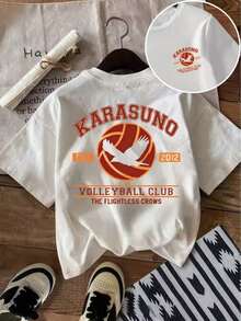 Women's Sets: Women's Volleyball T-Shirt With Front And Back Designs - Slim Fit, Short Sleeves, Polyester Fiber, Casual Summer Top, Crew Neck T-Shirt With Sporty Print, Summer Sets, Women's Vacation Sets, Women's Spring Sets, Summer Tops, St. Patrick's Day Set, Women's Easter Set, Women's T-Shirts - 白色 - 查看 6
