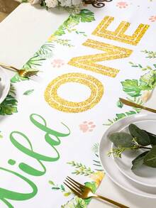 1pc Forest Animal Pattern Table Runner, Animal Pattern Tablecloth, Animal Theme Party Table Runner, Animal Lover Desktop Decor, Birthday Party Decoration, Kitchen Dining Table Decor, Gender Reveal Party Tablecloth, Baby Shower Party Supplies, Home Decor, Kitchen Accessories, Room Decoration, Party Favors - Animal - View 9