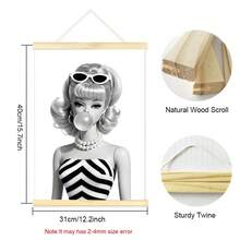 1 Tranh in trên vải canvas phong cách retro pop art búp bê thời trang kẹo cao su đen trắng, có khung/không khung, kiểu Y2K, thích hợp trang trí phòng ngủ nữ tính, phòng khách, phòng ngủ, nhà hiện đại. - A - Xem 11