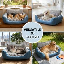 Blue-Gray Pet Bed With Side Support, Comfort Dog Bed Suitable For Small/Medium Dogs - Blue - View 6