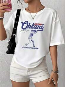Graphic Of A Baseball Player In Motion Symbolizing Strength, Passion, And Sportsmanship With Artistic Lettering. Los Angeles Baseball Women's T-Shirt, 100% Soft And Comfortable Cotton For Everyday Wear. Ideal For Gifting. Women's T-Shirts, Men's T-Shirts, Shirts > Elegant. Bohemian Style. Soft, Breathable, And Comfortable Blouses For Women, Ideal For Spring, Summer, And Fall, Perfect For Vacations, Travel, Everyday Wear, And Watching Games. - 白色的 - 查看 7
