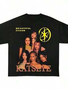 Camiseta Katseye, Camiseta de la Gira Beautiful Chaos 2026, Camiseta Vintage del Grupo Femenino Katseye, Camiseta con Gráficos  Katseye, Conjuntos Geniales para Padres e Hijos Katseye, Camiseta de Algodón para Mujer de Primavera. Suave y cómodo, adecuado para todo tipo de cuerpos, tanto para hombres como para mujeres. Tela duradera de alta calidad, adecuada para todas las estaciones. Suave al tacto, duradero y transpirable. - Negro - Ver 1