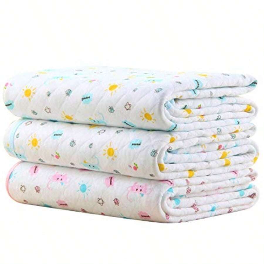 Baby Kid Mattress Waterproof Changing Pad Diapering Sheet Protector Menstrual Pads Pack of 3 M (27.5x19.7inch ) - Rosa Azul Amarillo - Ver 1