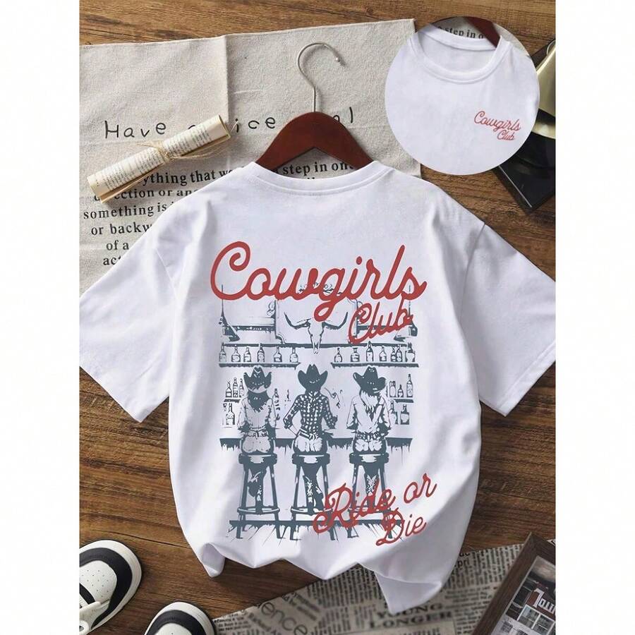 Women's Casual Summer Clothes, Short Sleeve, 2026 Summer Tops For Women, Free Shipping, Short Sleeve White T-Shirt With Round Neck For Spring And Summer, With Featured English Letters, Designed For Women, Perfect For Casual And Versatile Fashion Suitable For Everyday Wear St. Patty's Day Set, Easter Clothing Set For Women, Summer Clothing Sets, Holiday Clothing Sets For Women, Summer Clothing Sets For Women, Spring Clothing Sets For Women, Summer Tops, St. Patty's Day Set, Easter Clothing Set For Women - 白色 - 查看 1