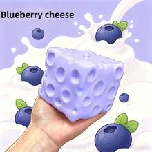 Jouet anti-stress modelable au lait de myrtille et fromage sans rebond, jouet squishy, jouet anti-stress doux et rebondissant - Cadeau d'anniversaire - Cadeau de Noël - Cadeau de fête - Meilleur cadeau - Cadeau d'anniversaire ou faveur de fête - Jouet anti-stress portable pour les voyages - Fromage couleur citron - Voir 1