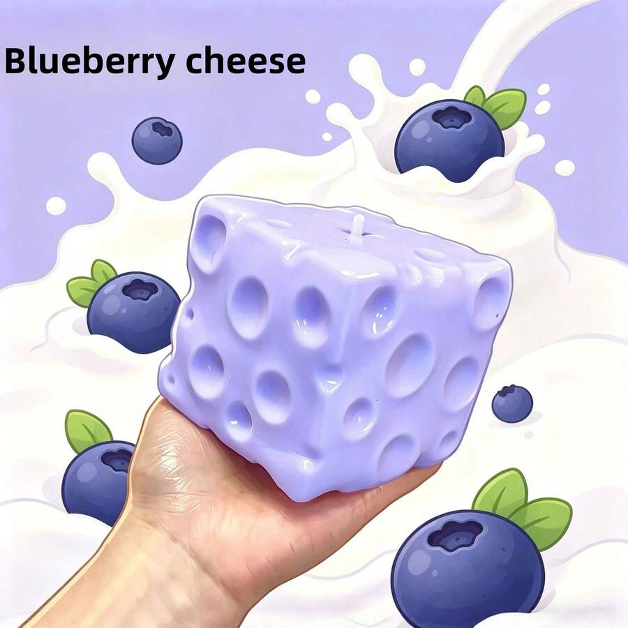 Jouet anti-stress modelable au lait de myrtille et fromage sans rebond, jouet squishy, jouet anti-stress doux et rebondissant - Cadeau d'anniversaire - Cadeau de Noël - Cadeau de fête - Meilleur cadeau - Cadeau d'anniversaire ou faveur de fête - Jouet anti-stress portable pour les voyages - Fromage couleur citron - Voir 1