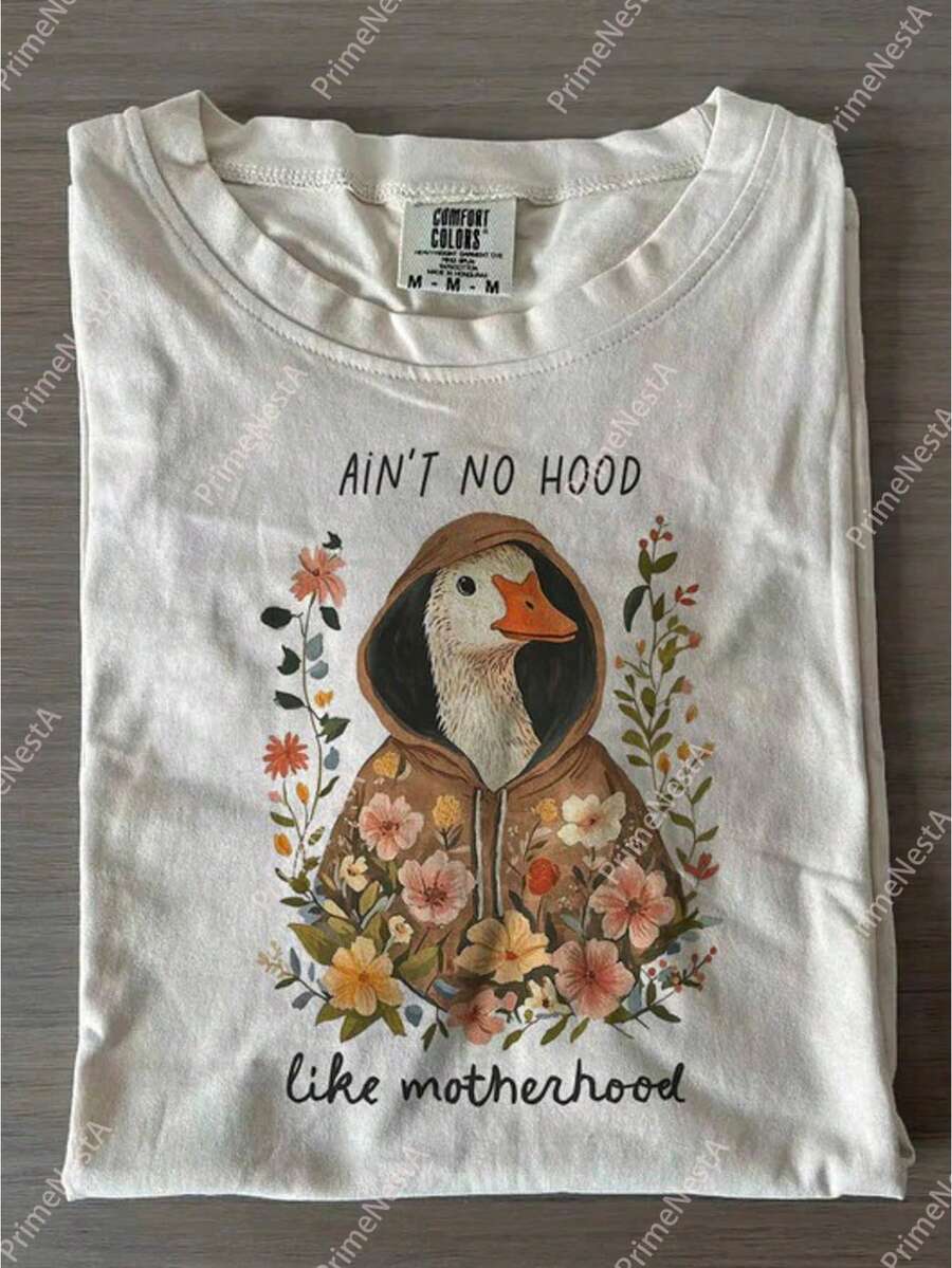 Camiseta estampada con diseño de pato, adecuada para uso diario, imprescindible para vestirse fácilmente, regalo perfecto, cómoda de manga corta para vacaciones al aire libre y deportes, camiseta de regalo, obsequio para las fiestas. - Blanco - Ver 1