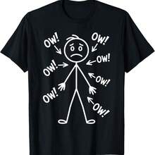 Relatable Body Hurts Everywhere Funny Chronic Pain Stick T-Shirt - Black - View 1