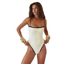 2026 New Women's Swimwear Model, Simple Black And White Color-Blocking,  One-Piece Swimsuit - White - View 3