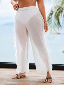 Cubre de talla grande con diseño de flequecitos, ideal para el verano - Blanco - Ver 5