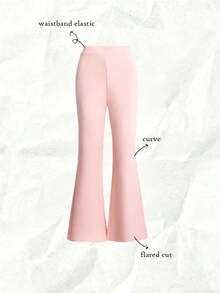 Pantalones acampanados unicolor - Rosa - Ver 1