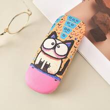 1pc Cute Cartoon Cat Print Eyeglasses Case, Portable & Shockproof, Funny Eyewear Storage Box, Double-Sided Open, Suitable For Fashion Glasses & Glasses, Unisex, Holiday Gift - A - View 9