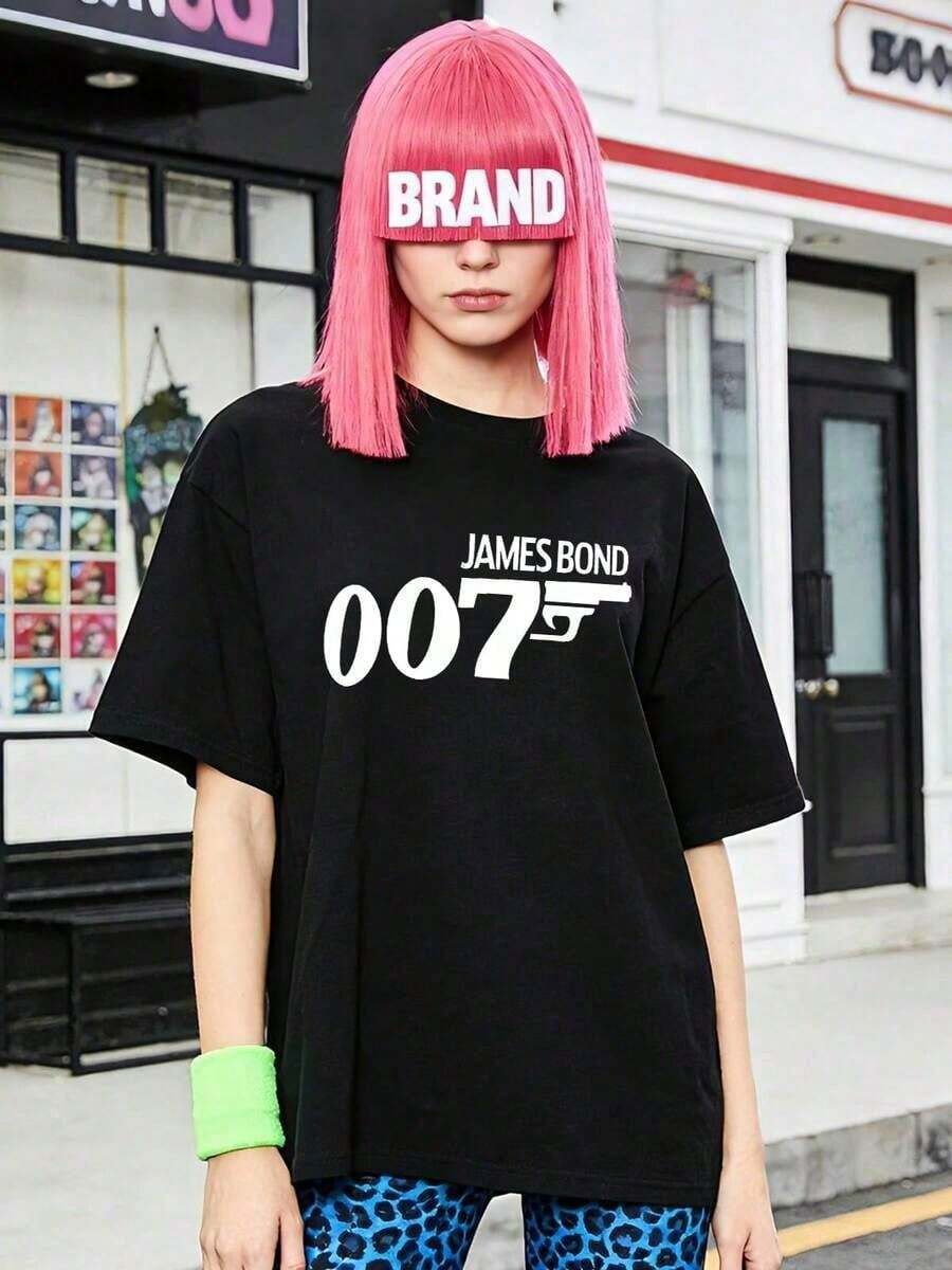 Camiseta de manga corta con cuello redondo suave y casual de verano para mujer, tops para salir, vintage, Gen Z, tops, curvas, ropa Y2K, algodón, Italia, Grecia, tops de mujer, tops bonitos, camisetas gráficas, conjuntos de primavera, estilo callejero americano, casual deportivo, estilo unisex, estilo casual urbano, casual, jersey, camisetas holgadas, ropa de calle retro, estilo de los 90, estilo de los 2000, subcultura, estilo europeo, tops negros, tops blancos, conjuntos de fiesta de los 90. - Negro - Ver 1