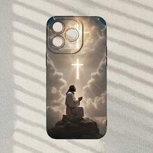 [Envío en 24 horas desde España]Funda para teléfono Apple 11-17 Promax 21-26 Ultra Galaxy 13 14 15 Pro Ultra: Patrón creativo de dibujos animados vintage de Jesús Dios Cruz, funda protectora de TPU mate con ojos de ángel negros pintados en 2D, funda para teléfono simple, elegante y divertida para hombres y mujeres - Blanco antiguo - Ver 8