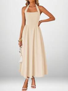 Elegant And Modern Sleeveless V-Neck Maxi Dress Spring 2026 - Apricot - View 1