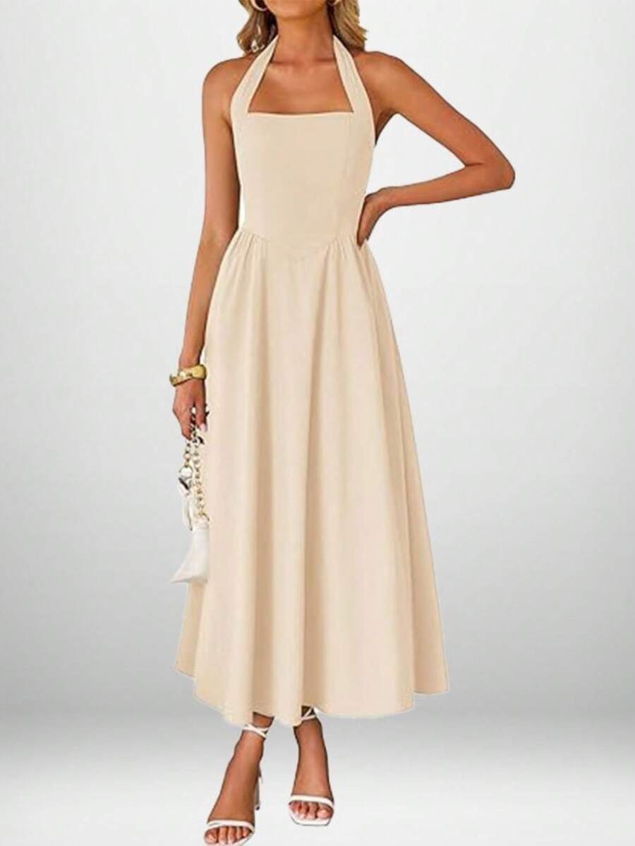 Elegant And Modern Sleeveless V-Neck Maxi Dress Spring 2026 - Apricot - View 1