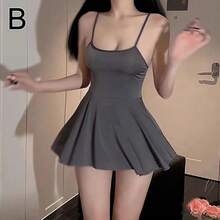Women's Sexy Pleated Mini Dress, Plain Bandage Dress, Uniform Dress, Ruffled Mini Dress, Nightclub Outfit, Backless Dress - 白色 - 查看 11