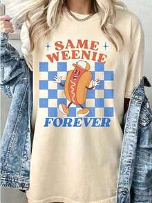 Camiseta Casual de Manga Corta para Vacaciones de Verano para MujerDivertidoSolteraFiestaCamisa-IgualWeeniePara siempreHotdogGráficoTee-VintageAños 90Y2KRetroCamiseta-SuaveCuello redondoSuperiorParaSolteraFiestaConjuntos de ropaHalloweenDisfraces-MáquinaLavableInformalVerano&OtoñoRopa-DivertidoRegaloParaMujeres,SolteraFiestaDecoraciones,JuguetónDiseño,CómodoAjusteNovedadRopaHumorísticoRopa, vestimentaTranspirableMaterial,CortoMangaTee,Mujeres, VeranoTops, VeranoRopa, PascuaConjuntos de ropaParaMujeres, St.Ropa para el Día de San Patricio, Camiseta Gráfica Divertida de Talla Grande para Mujer. Estampado Sofisticado de Letras Simples, Ideal como Prenda Básica; Hecha de Tela Suave con Excelente Caída. - Azul - Ver 7