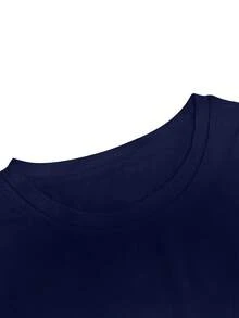 Camiseta Casual de Cuello Redondo para Hombres Talla Grande, Capa Base Versátil de Verano, TALLA PLUS - Color azul marino - Ver 3