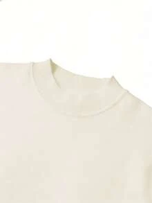 Atasan Rajut Lengan Pendek Leher Bulat Setengah Turtleneck Pria - Aprikot - View 3